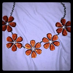 Orange Flower Statement Necklace
